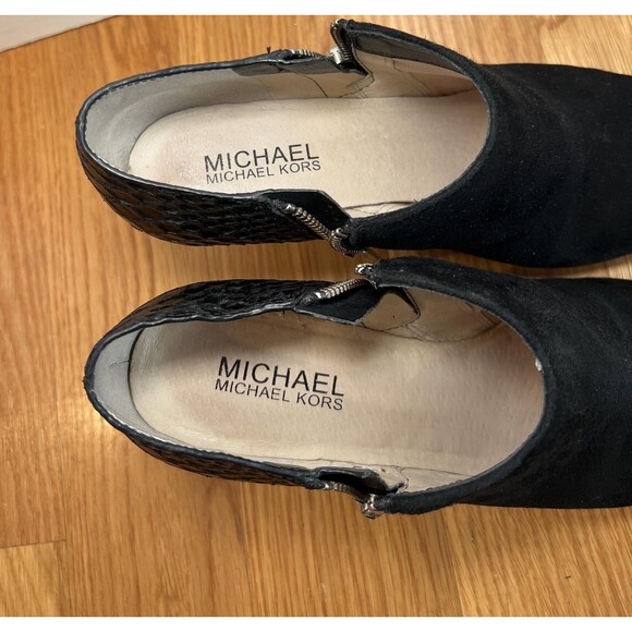 Michael Kors Shoes Womens Size 6.5 Black Suede Snake Ankle Booties Zip - Picture 8 of 11